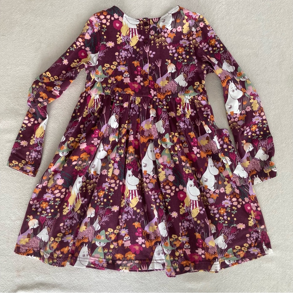 Moomin Forest Print Long Sleeve Kids Dress - Picture 2 of 4